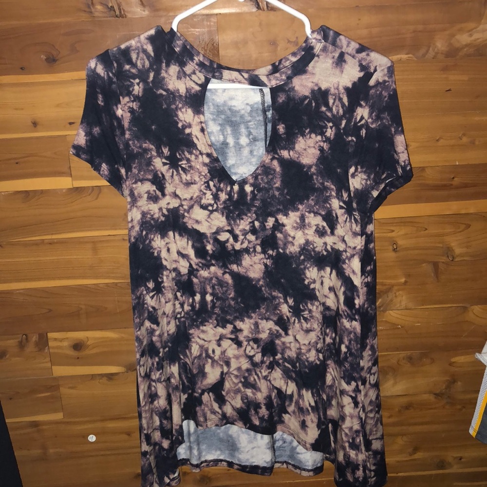 denim wash t shirt with slit in front